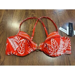 La Blanca Underwire Criss Cross Bikini Top Red/White 16 NWT Supportive Swim